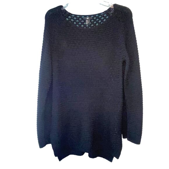 H&M Women's Black Knit Long Sleeve Sweater Light weight Medium - Picture 1 of 12